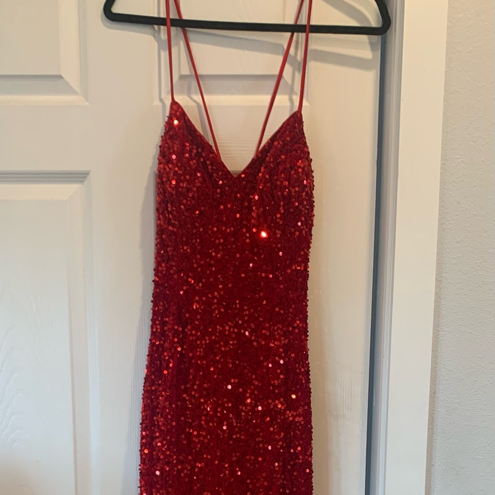 Aspeed Vibrant Red Sequin Dress